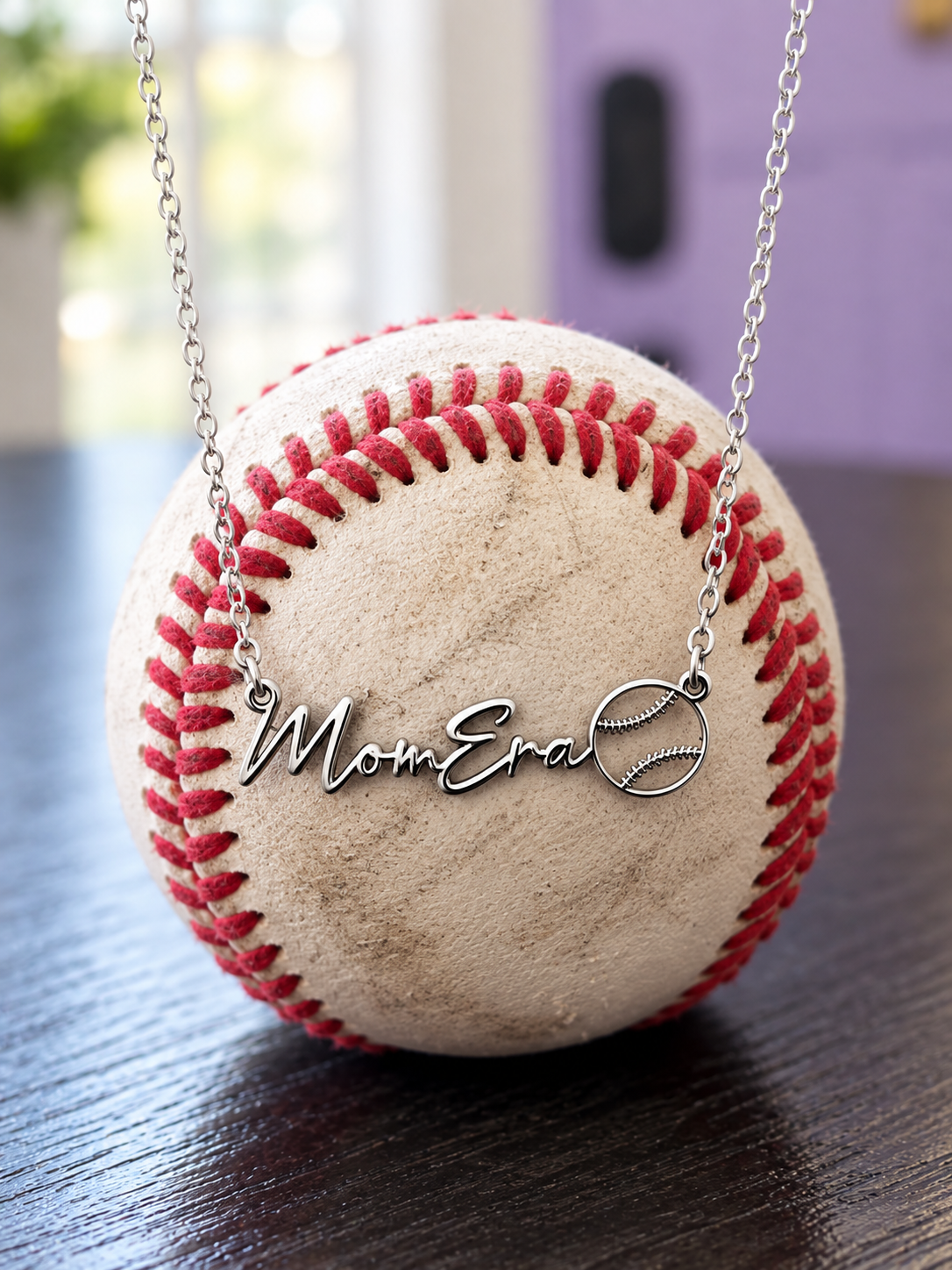 MomEra | Baseball Script Necklace